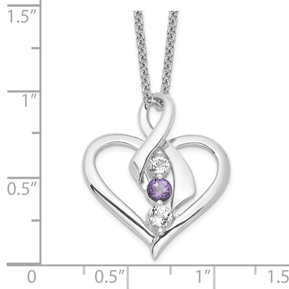 10K White Gold Clear Purple Topaz Heather Necklace 18"