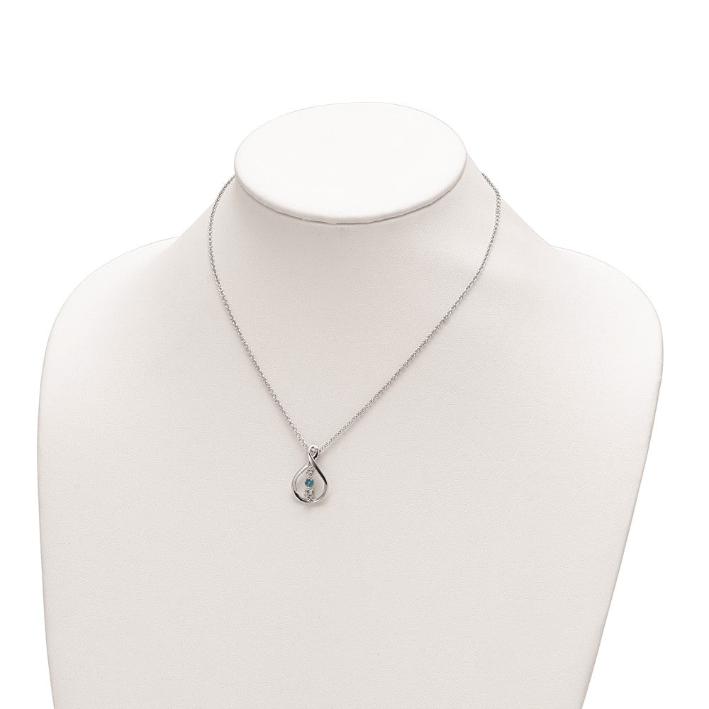 10K White Gold White and Pink Topaz Runzi Necklace 18"