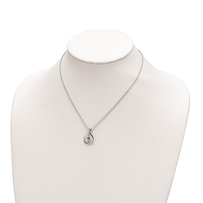 10K White Gold White and Pink Topaz Runzi Necklace 18"