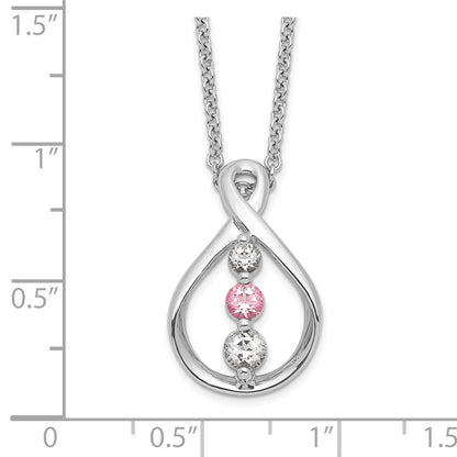10K White Gold White and Pink Topaz Runzi Necklace 18"