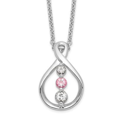 10K White Gold White and Pink Topaz Runzi Necklace 18"