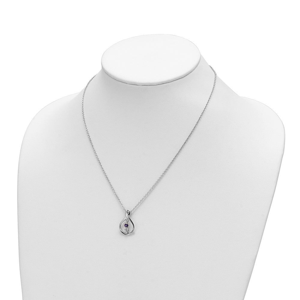 Sterling Silver White and Purple Topaz Runzi Necklace 18"