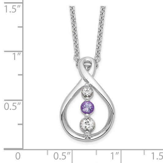 Sterling Silver White and Purple Topaz Runzi Necklace 18"