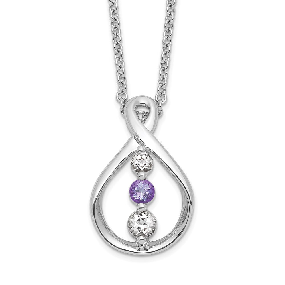Sterling Silver White and Purple Topaz Runzi Necklace 18"