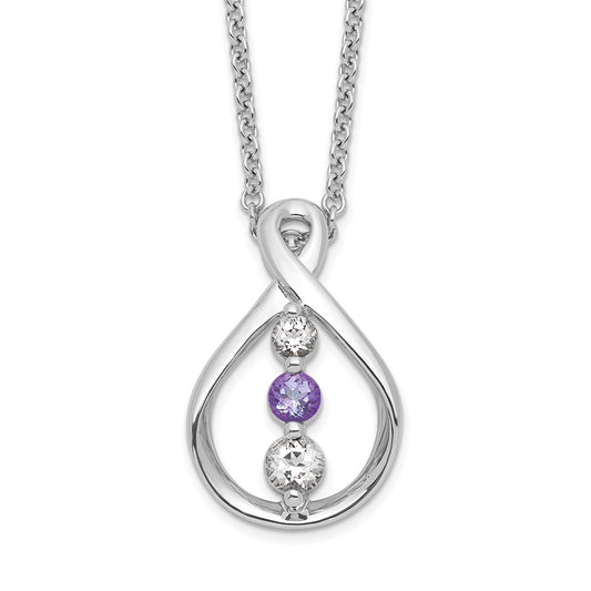 Sterling Silver White and Purple Topaz Runzi Necklace 18"