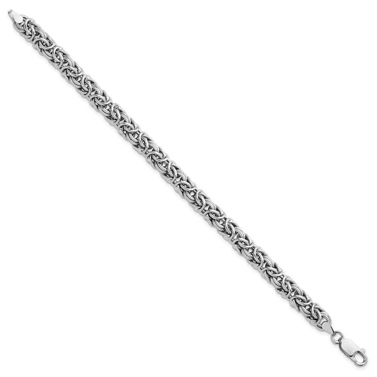 925 Sterling Silver 7.5mm RHP Hollow Byzantine Bracelet 7.5 inch