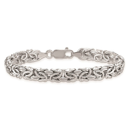 925 Sterling Silver 7.5mm RHP Hollow Byzantine Bracelet 7.5 inch