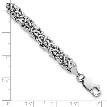 925 Sterling Silver 7.5mm RHP Hollow Byzantine Bracelet 7.5 inch