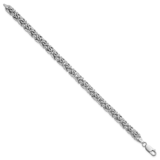925 Sterling Silver 7.5mm RHP Hollow Byzantine Bracelet 8 inch