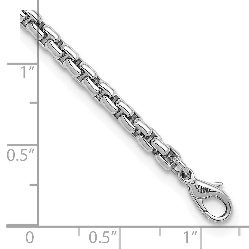 925 Sterling Silver 6mm Rhodium-plated Polished Round Box Chain Bracelet 8 inch