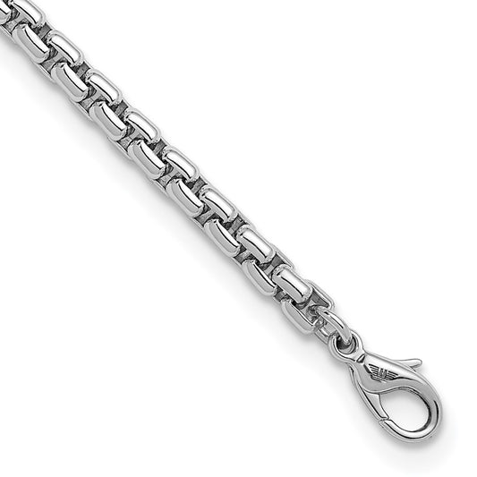 925 Sterling Silver 6mm Rhodium-plated Polished Round Box Chain Bracelet 8 inch
