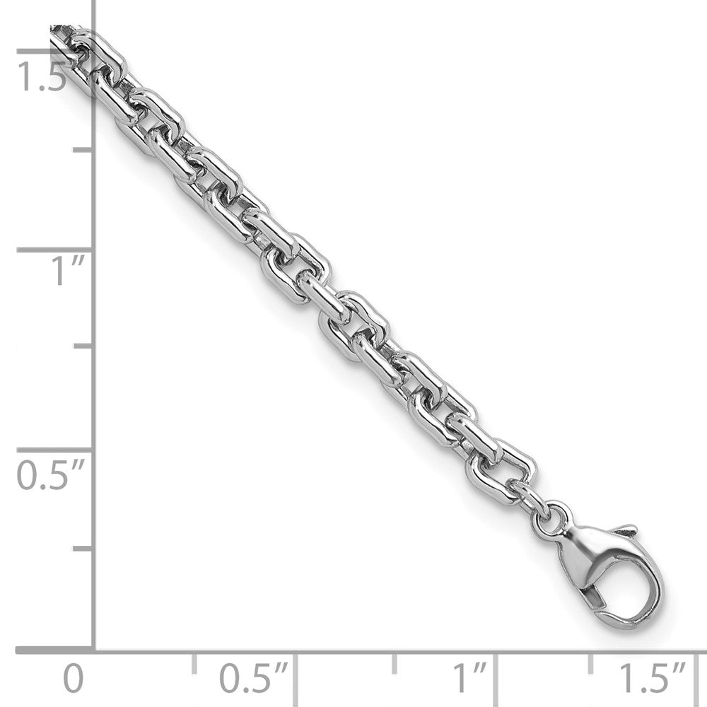 925 Sterling Silver 4mm Rhodium-plated Polished Beveled Cable Chain Bracelet 8 inch
