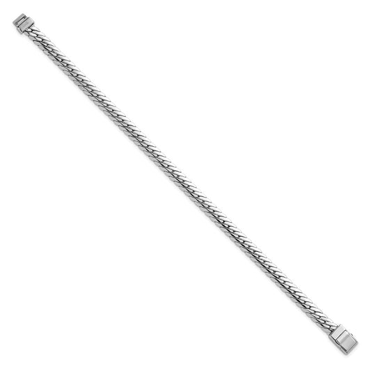 925 Sterling Silver 5.85mm Rhodium-plated Polished Link Bracelet 8 inch