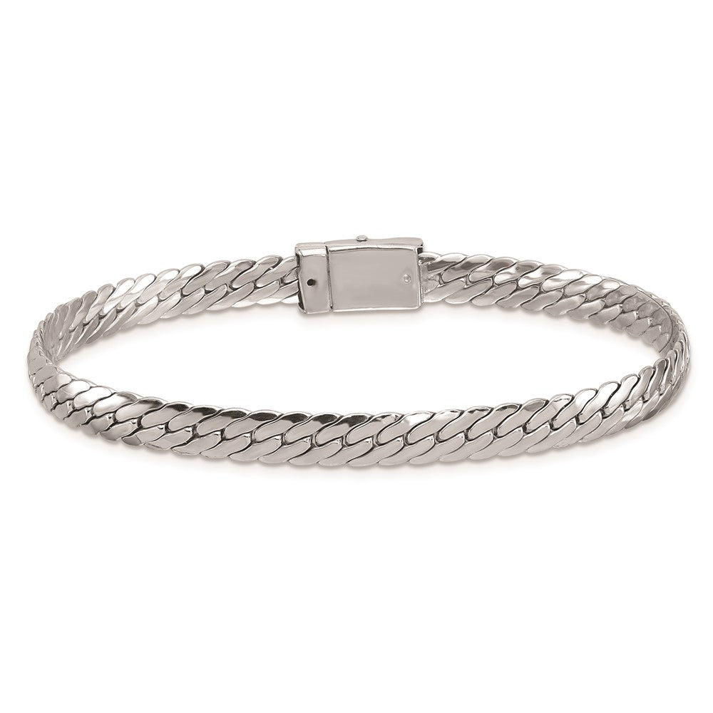925 Sterling Silver 5.85mm Rhodium-plated Polished Link Bracelet 8 inch