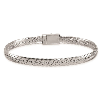 925 Sterling Silver 5.85mm Rhodium-plated Polished Link Bracelet 8 inch