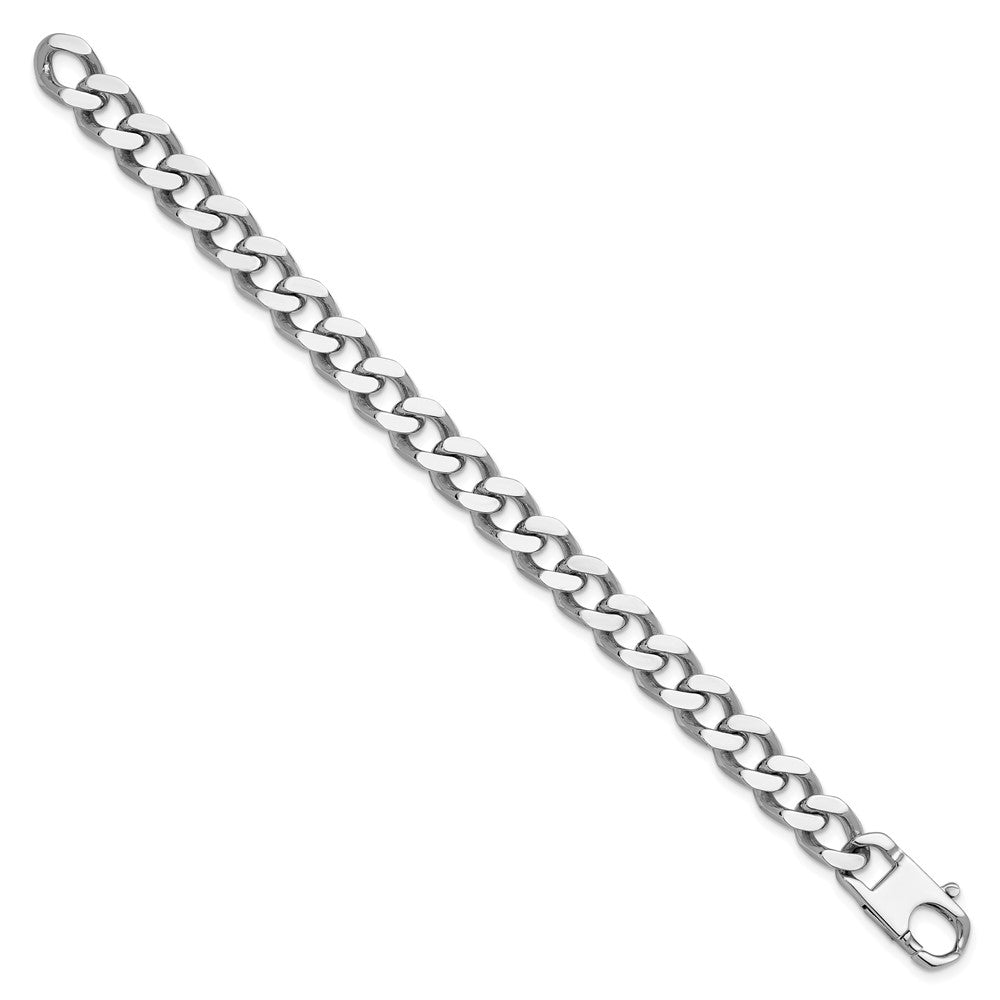 925 Sterling Silver 10mm Rhodium-plated Polished Curb Chain Bracelet 8 inch