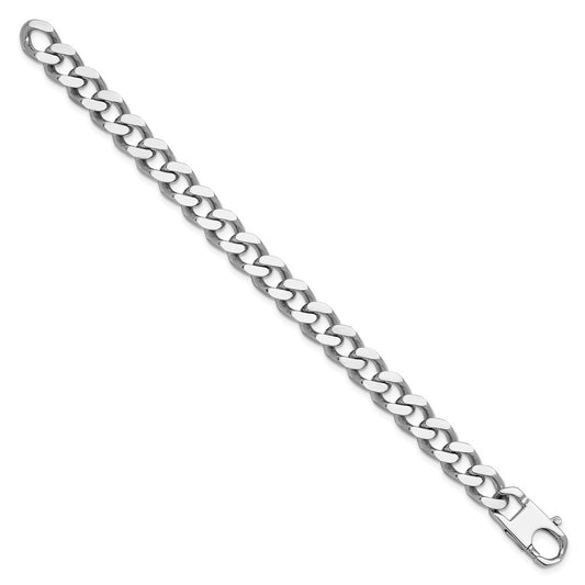 925 Sterling Silver 10mm Rhodium-plated Polished Curb Chain Bracelet 8 inch