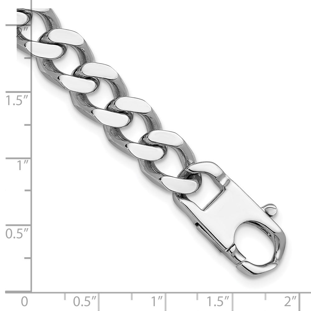 925 Sterling Silver 10mm Rhodium-plated Polished Curb Chain Bracelet 8 inch