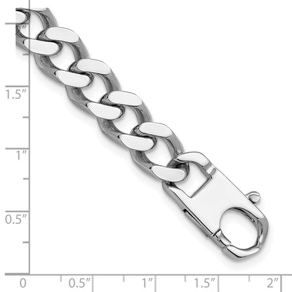 925 Sterling Silver 10mm Rhodium-plated Polished Curb Chain Bracelet 8 inch