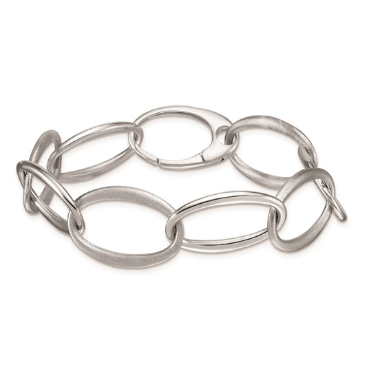 925 Sterling Silver 18mm Rhodium-plated Oval Link Bracelet 8 inch