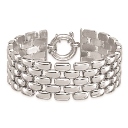 925 Sterling Silver 22.5mm Rhodium-plated 5-row Fancy Bracelet 7.5 inch