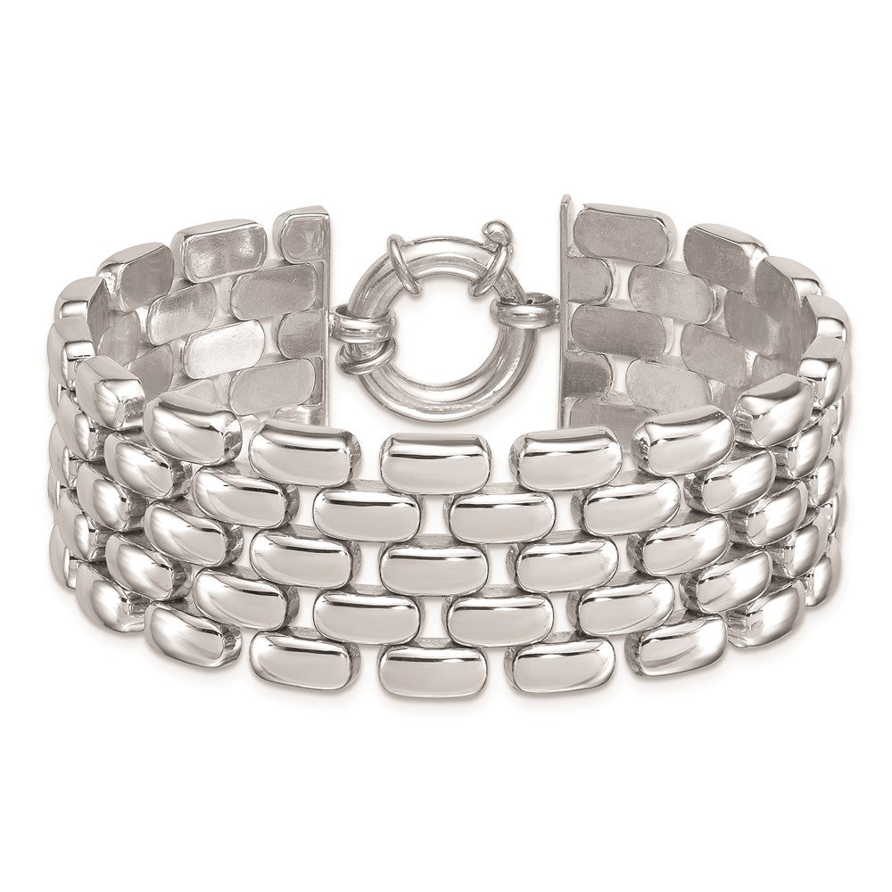 925 Sterling Silver 22.5mm Rhodium-plated 5-row Fancy Bracelet 8 inch