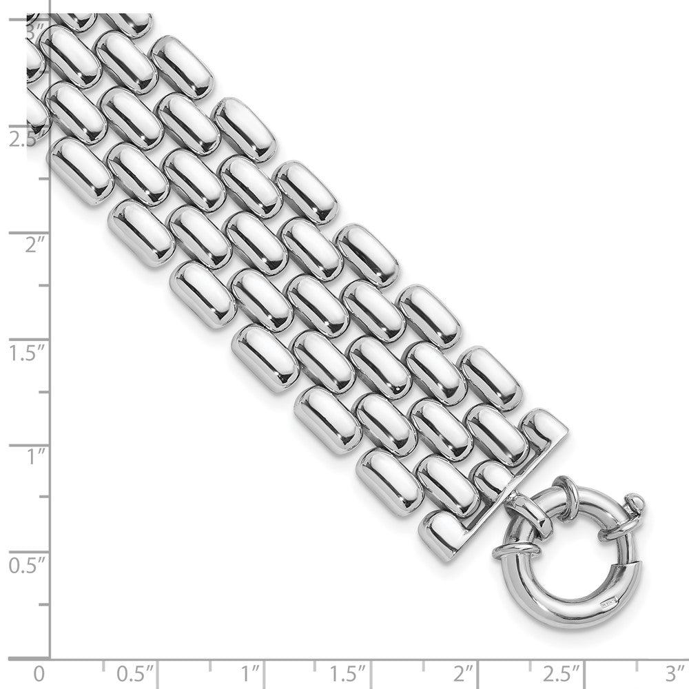 925 Sterling Silver 22.5mm Rhodium-plated 5-row Fancy Bracelet 7.5 inch