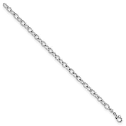 925 Sterling Silver 6mm Rhodium-plated Polished Oval Link Chain Bracelet 7.5 inch
