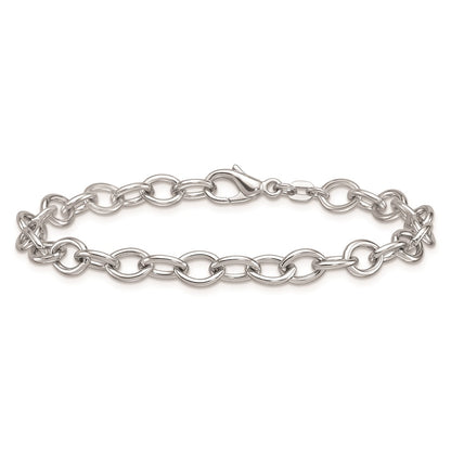925 Sterling Silver 6mm Rhodium-plated Polished Oval Link Chain Bracelet 7.5 inch
