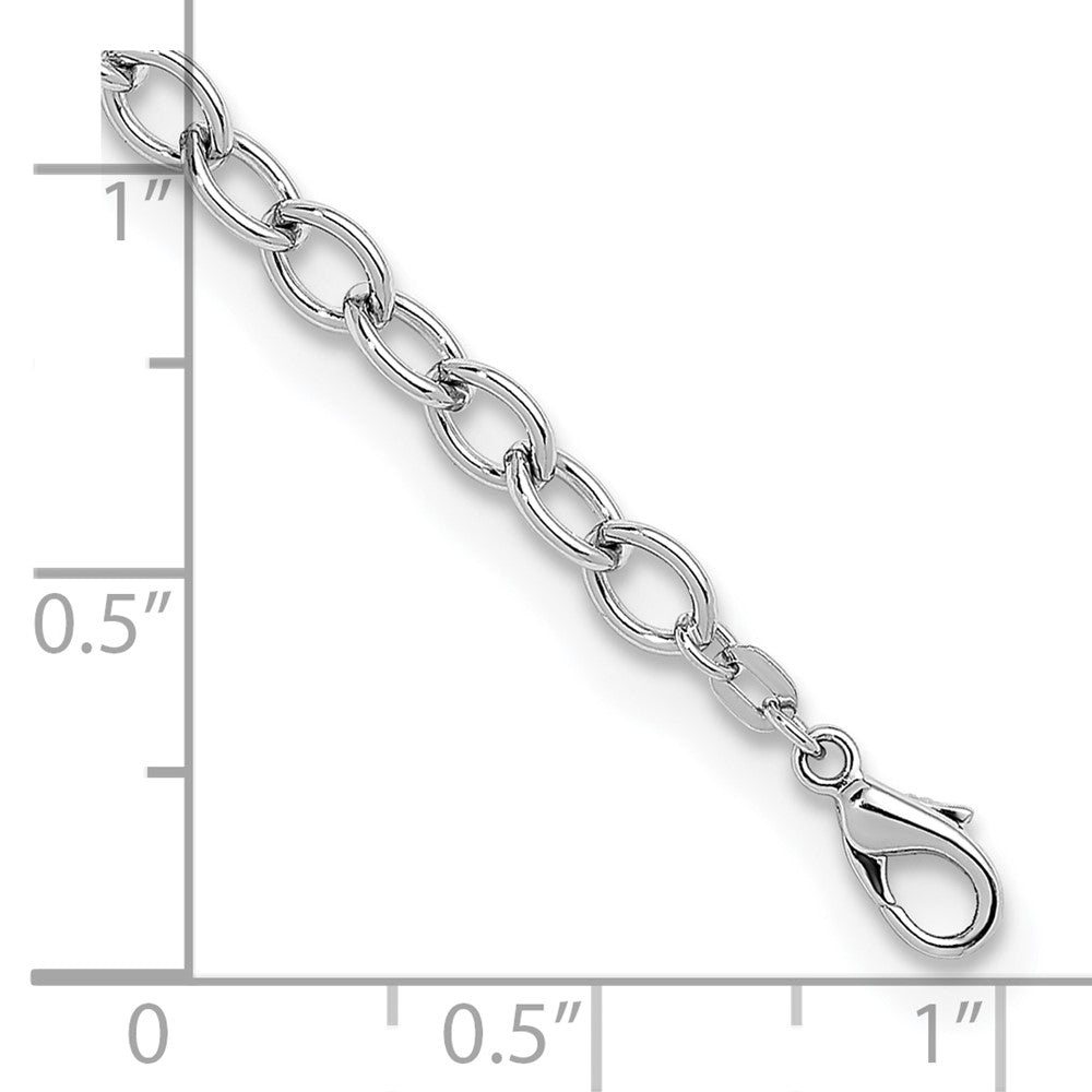 925 Sterling Silver 6mm Rhodium-plated Polished Oval Link Chain Bracelet 7.5 inch
