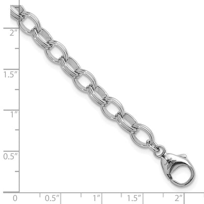 925 Sterling Silver 6.5mm Rhodium-plated Oval Link Bracelet 8 inch
