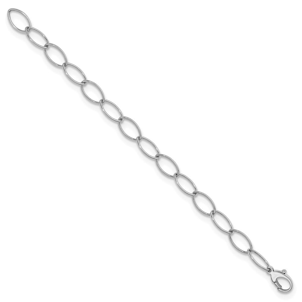 925 Sterling Silver 9.2mm Rhodium-plated Polished 9. Oval Link Chain Bracelet 8 inch