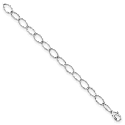 925 Sterling Silver 9.2mm Rhodium-plated Polished 9. Oval Link Chain Bracelet 8 inch