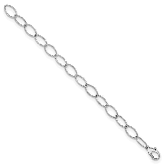 925 Sterling Silver 9.2mm Rhodium-plated Polished 9. Oval Link Chain Bracelet 8 inch
