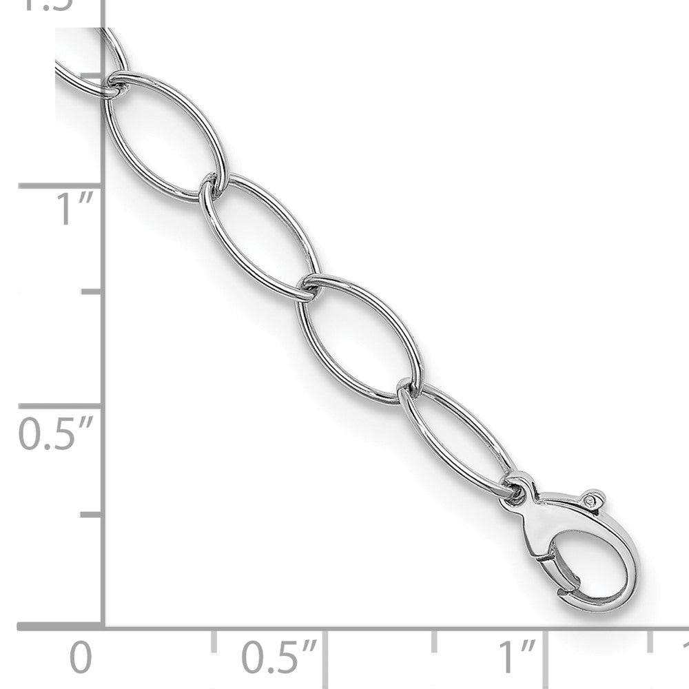 925 Sterling Silver 9.2mm Rhodium-plated Polished 9. Oval Link Chain Bracelet 8 inch
