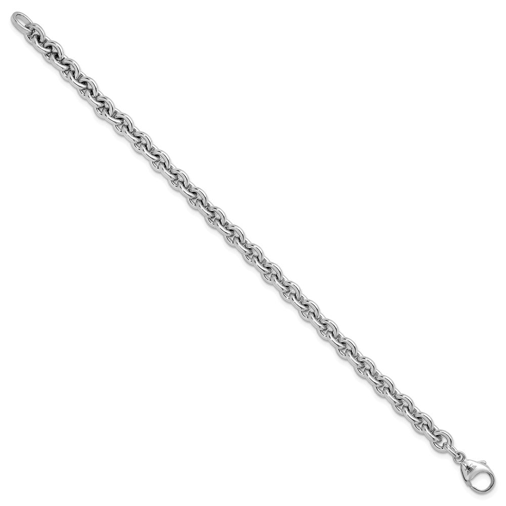 925 Sterling Silver 6.8mm Rhodium-plated Polished Rolo Chain Bracelet 8.5 inch