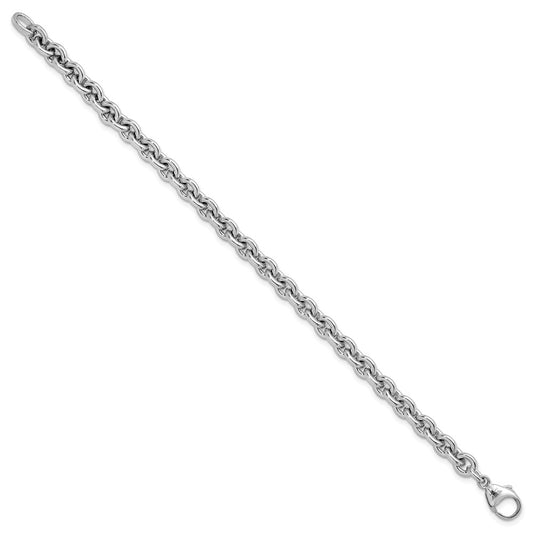 925 Sterling Silver 6.8mm Rhodium-plated Polished Rolo Chain Bracelet 8.5 inch