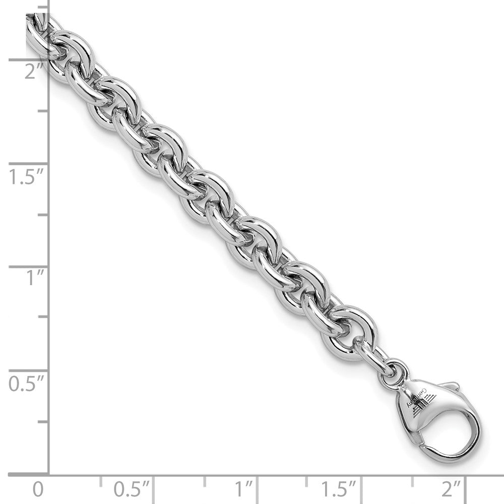 925 Sterling Silver 6.8mm Rhodium-plated Polished Rolo Chain Bracelet 8.5 inch
