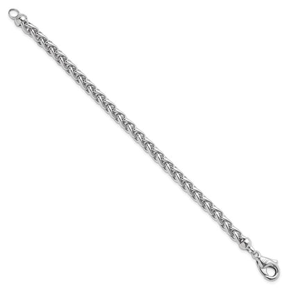 925 Sterling Silver 6mm Rhodium-plated Polished Wheat Chain Bracelet 8 inch