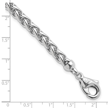 925 Sterling Silver 6mm Rhodium-plated Polished Wheat Chain Bracelet 8 inch