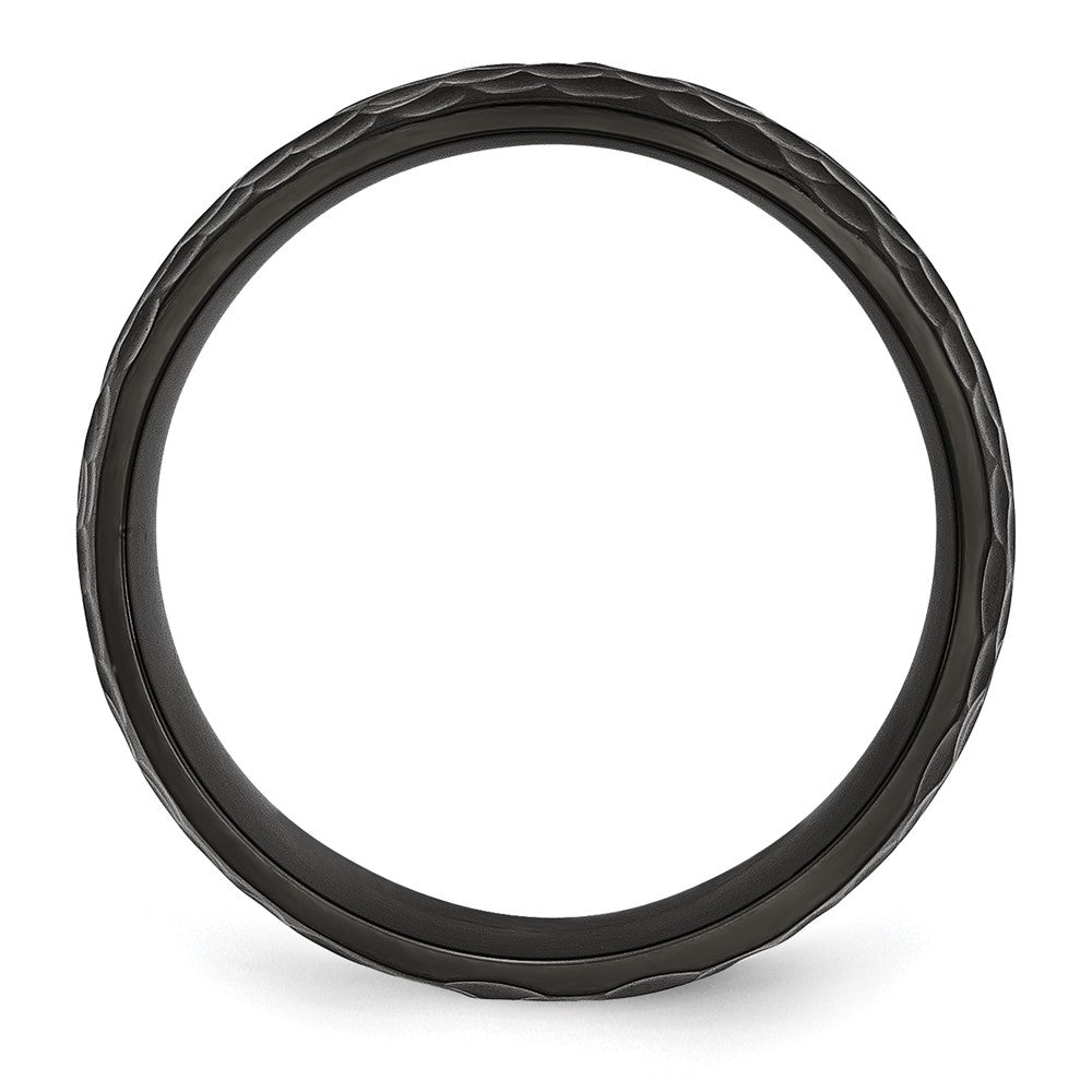 Titanium Brushed and Polished Hammered Black IP-plated 8mm Band Ring