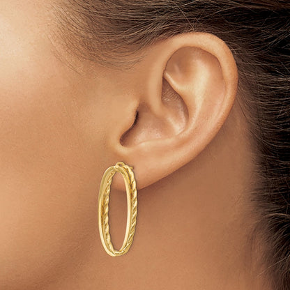 14k Yellow Gold Fancy Diamond-Cut Versatile Oval Stud Earrings