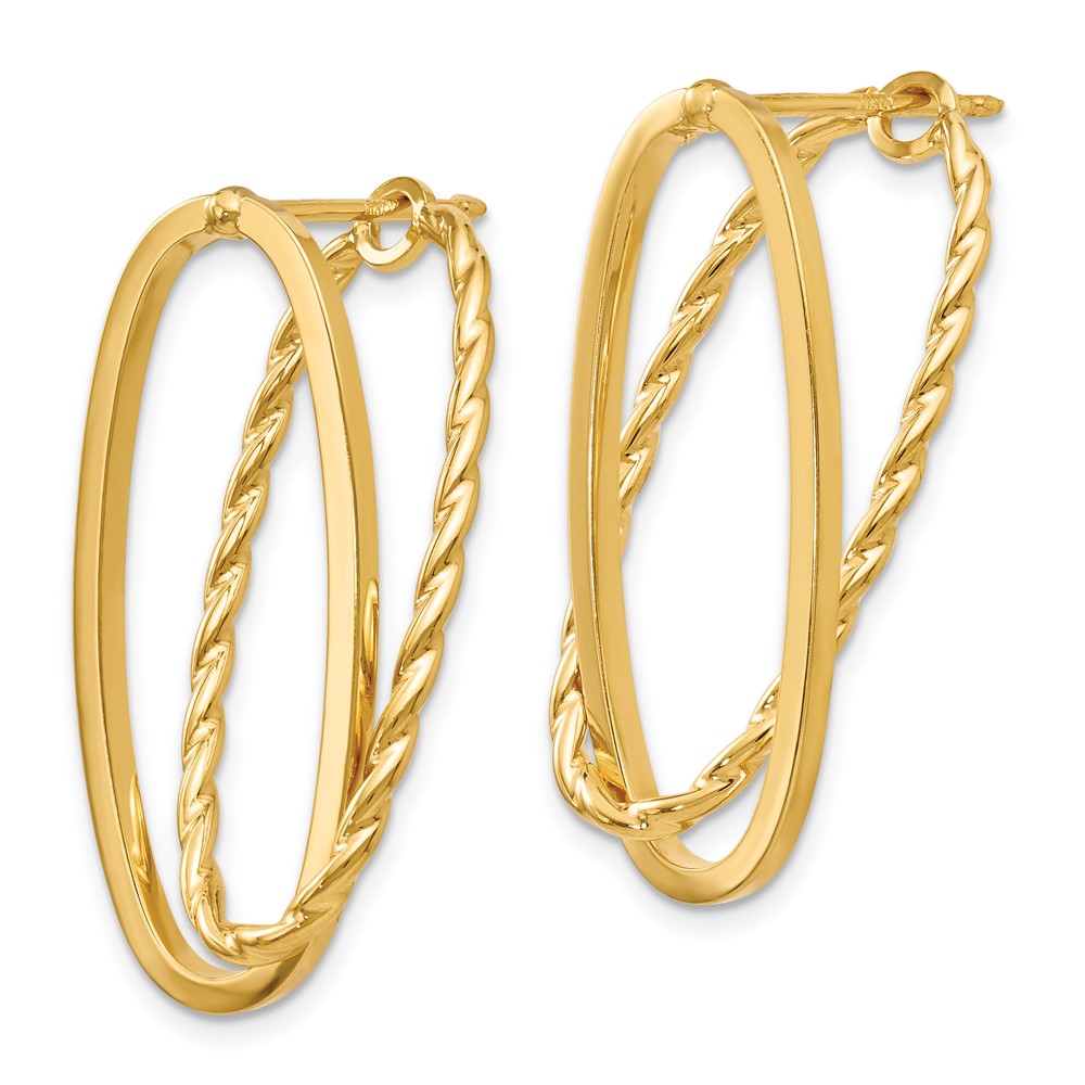 14k Yellow Gold Fancy Diamond-Cut Versatile Oval Stud Earrings