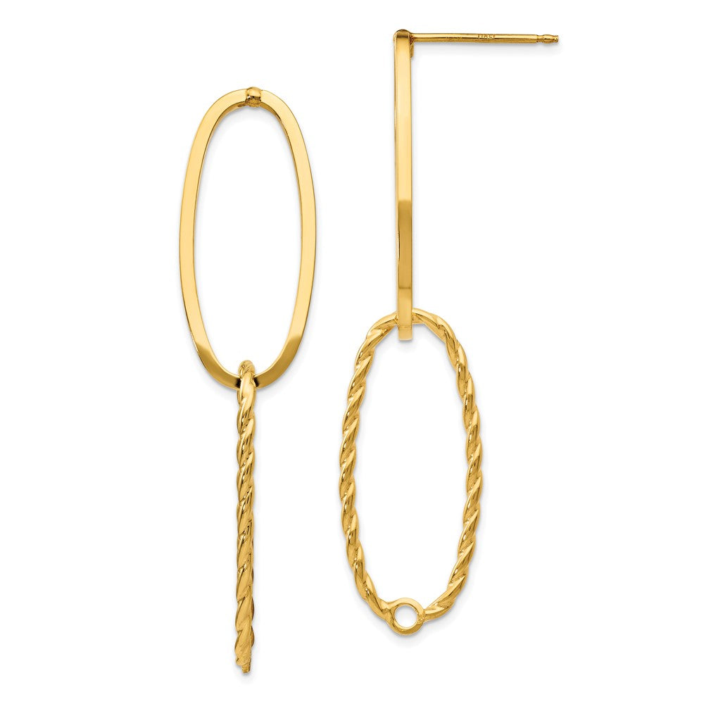 14k Yellow Gold Fancy Diamond-Cut Versatile Oval Stud Earrings