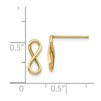 14k Yellow Gold Polished Infinity Stud Earrings