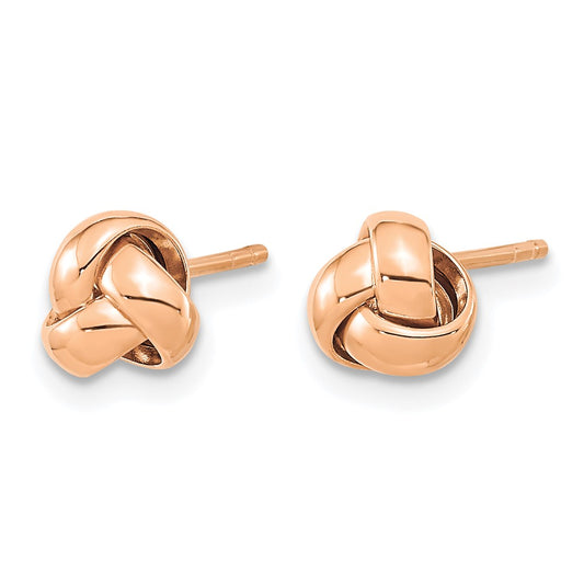 14k Rose Gold Polished Love Knot Stud Earrings