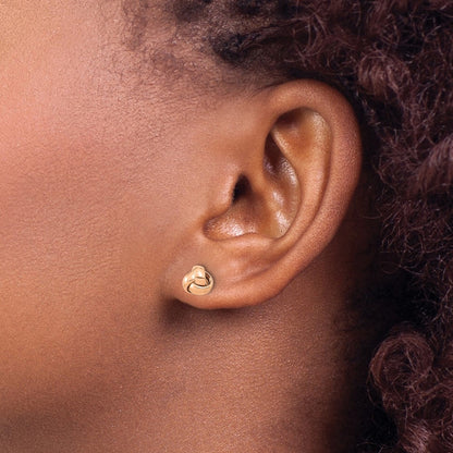 14k Rose Gold Polished Love Knot Stud Earrings