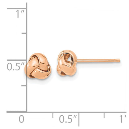 14k Rose Gold Polished Love Knot Stud Earrings