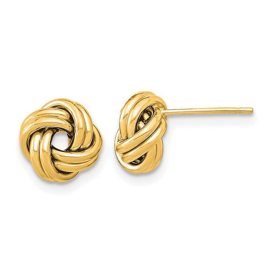 14k Yellow Gold Polished Double Love Knot Stud Earrings