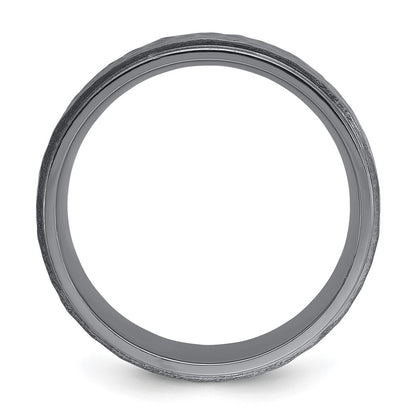 Tantalum Brushed and Polished Hammered Center 8mm Beveled Edge Band Ring